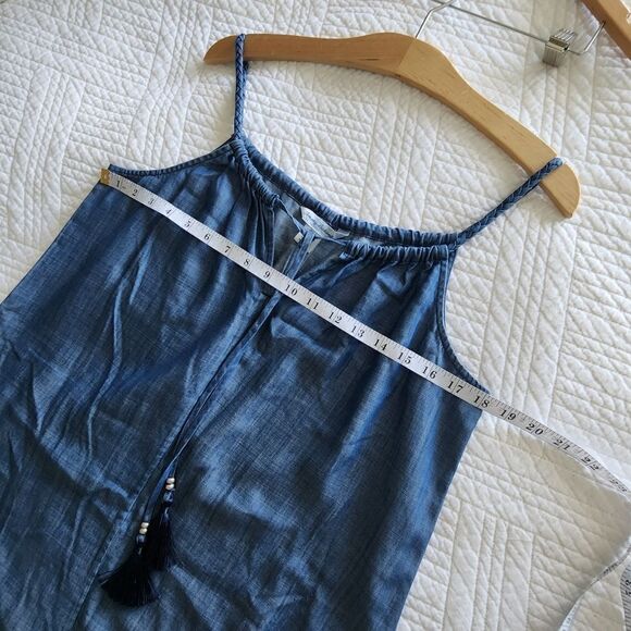 Tommy Bahama Tencel braid spaghetti straps asymmetrical hem coastal dress - Picture 1 of 14